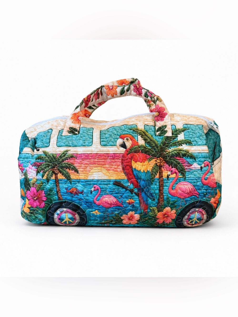 Quilted Tropical Parrot Travel Bag - Multicolor
